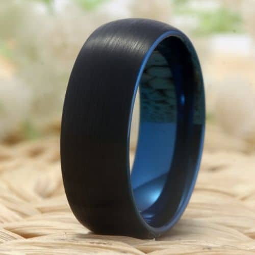 Tungsten Carbide Men's Ring with Vivid Blue Inside modern style design