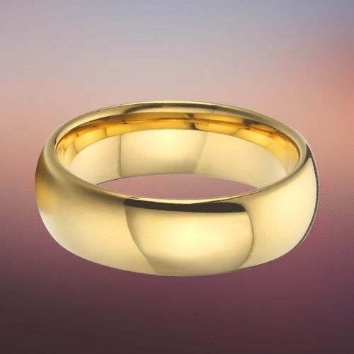 Tungsten Ring for Men - Gold, Dome Shaped Ring