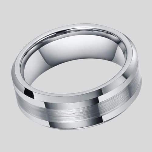 Mens anniversary ring - Silver Tungsten Carbide Ring for Men