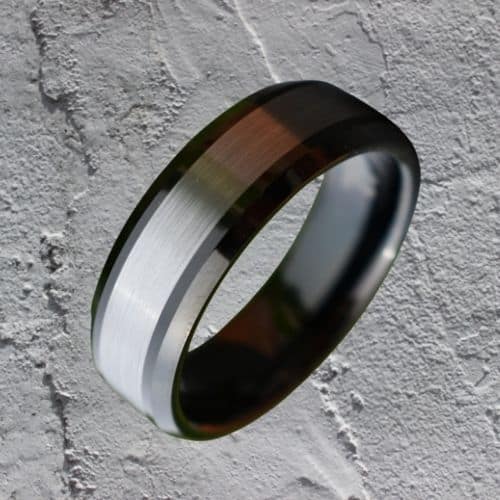 Tungsten Ring for Men - Silver and Black modern style design comfort fit