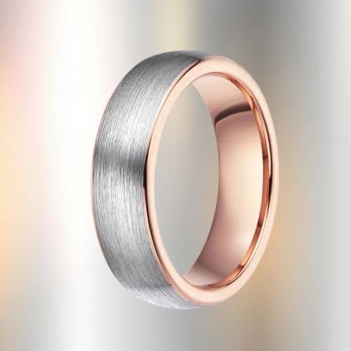 brushed silver ring for men on rose gold tungsten modern traditional style design