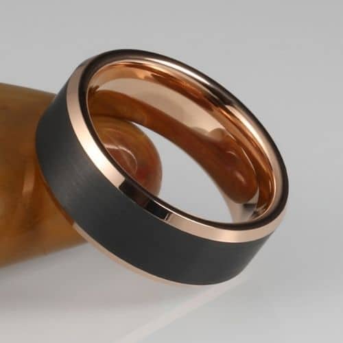 Sleek black and rose gold ring for men comfort fit