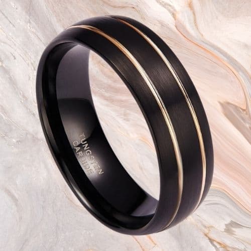 Tungsten Carbide Ring for Men - Black and Gold mordern style design
