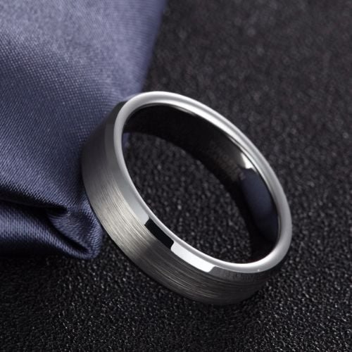 Brushed Silver Tungsten Ring for Men comfort fit 6mm 8mm