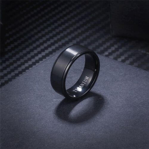 Titanium ring for men in black