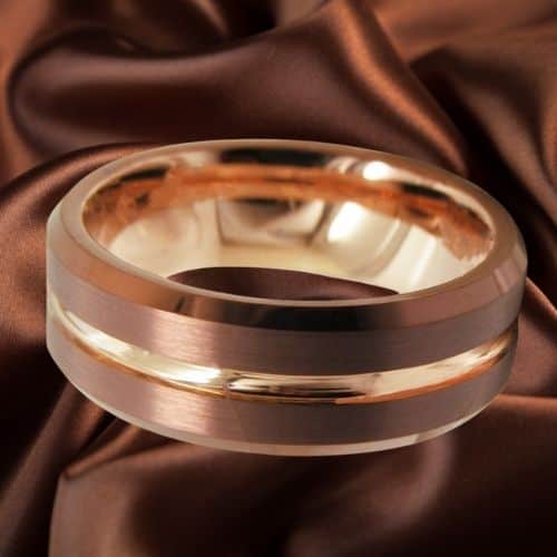 Tungsten Ring for Men - Brown and Gold