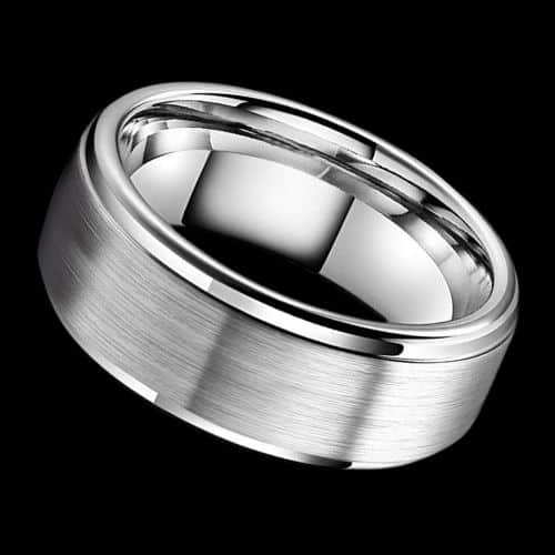 silver ring for men 6mm 8mm tungsten brushed polished modern style design