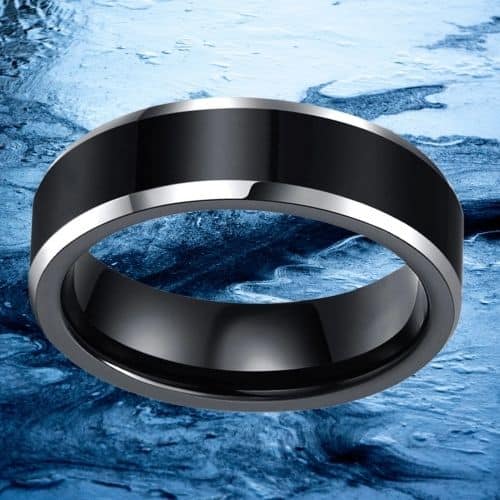 Black and Silver Titanium Ring for Men in all sizes, modern style design