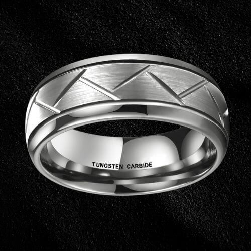 Silver tungsten ring for men 8mm modern style design