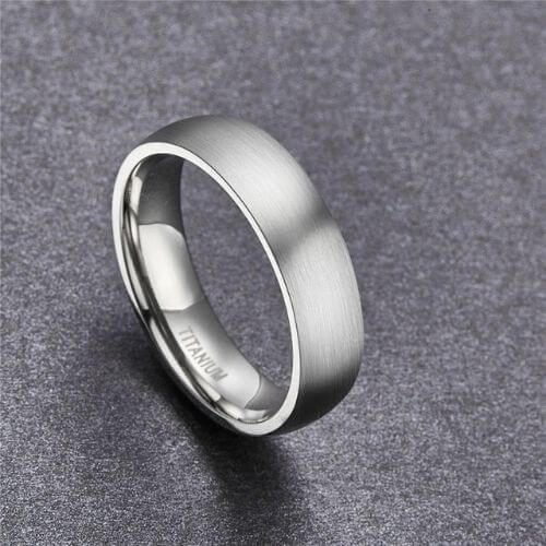 silver ring for men brushed titanium 6mm 8mm modern traditional style design