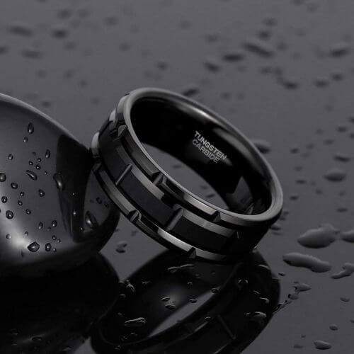 Black Man's Tungsten Ring modern style design 8mm
