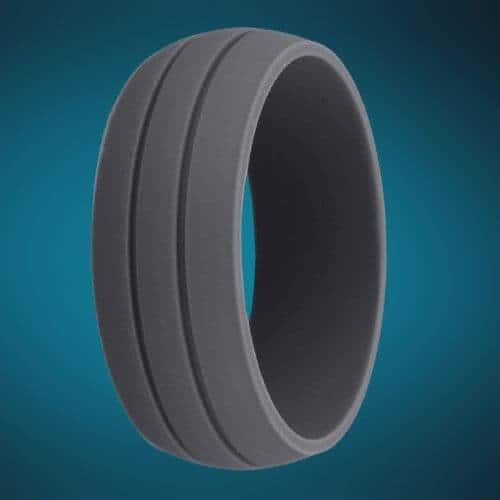 Man's Silicone Ring - Dark Grey with 2  centre groove