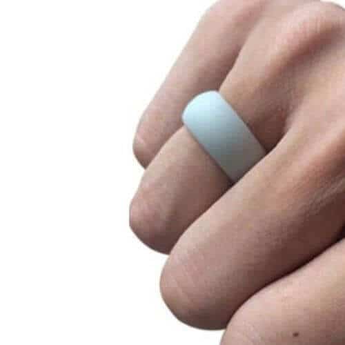Mens wears light grey silicone ring