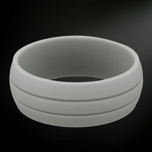 Man's Silicone Ring - Light Grey with Two Grooves