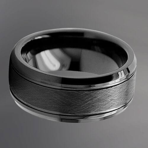 Black Tungsten Ring for men brushed