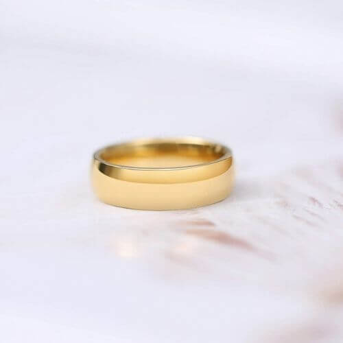 Men's Gold wedding Ring made with Titanium 4mm 6mm modern style traditional design