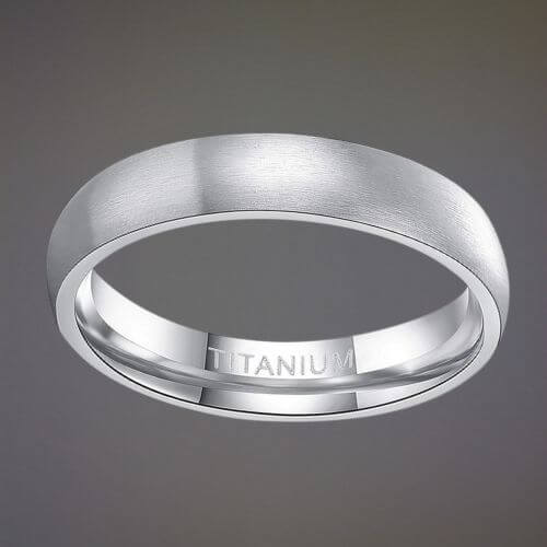 Silver Titanium wedding Ring for Men thin brushed