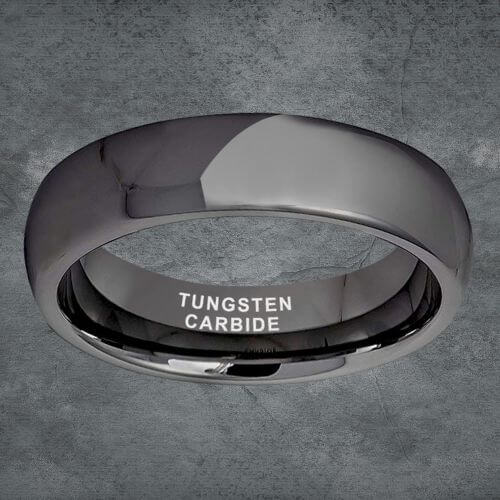 Men's tungsten ring in gunmetal grey