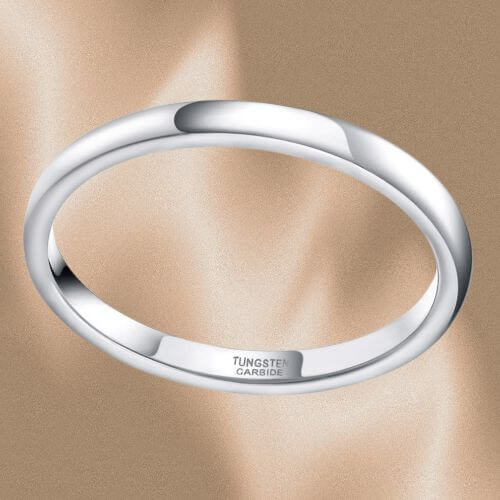 Thin silver tungsten band for men modern traditional style design 4mm polished