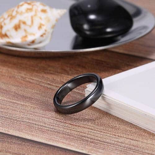 4mm width thin style men's ring made with ceramic black polished